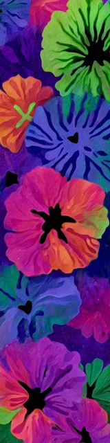 Free colorful bookmark featuring bright neon open flowers